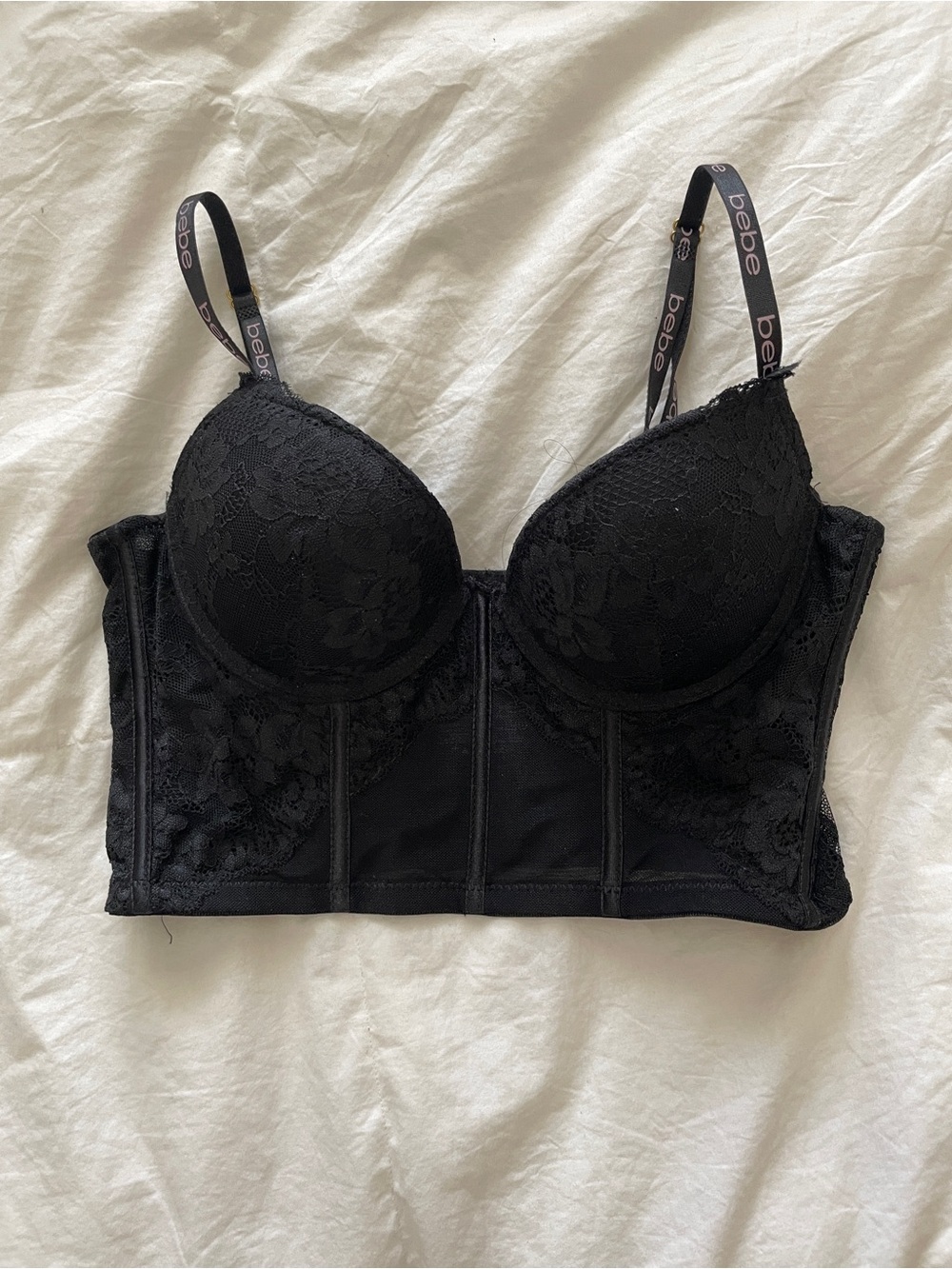 bebe Black Lace Bustier Top